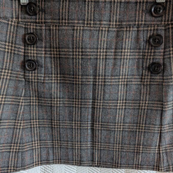 GAP Wool Blend Grey Plaid Mini Skirt Size 8 Dark Academia Preppy Classic - Picture 5 of 12